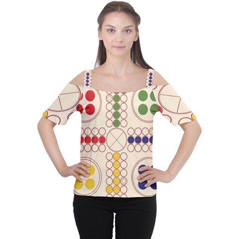 Ludo Game Cutout Shoulder Tee by Wegoenart