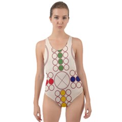 Ludo Game Cut-out Back One Piece Swimsuit by Wegoenart