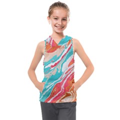 Stone Marble Texturw Pattern Kids  Sleeveless Hoodie by Wegoenart