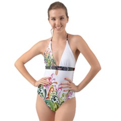 Im Fourth Dimension Colour 31 Halter Cut-out One Piece Swimsuit by imanmulyana