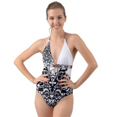 Im Fourth Dimension Black White 35 Halter Cut-out One Piece Swimsuit by imanmulyana