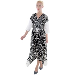 Im Fourth Dimension Black White 35 Quarter Sleeve Wrap Front Maxi Dress by imanmulyana