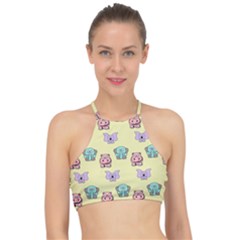 Illustration Animals Pastel Children Colorful Racer Front Bikini Top by Wegoenart