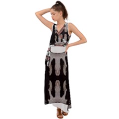 Im Fourth Dimension Black White 61 V-neck Chiffon Maxi Dress by imanmulyana