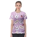 Illustration Rabbit Cartoon Background Pattern Women s Sport Mesh Tee View1