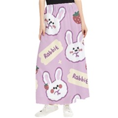 Illustration Rabbit Cartoon Background Pattern Maxi Chiffon Skirt by Sudhe