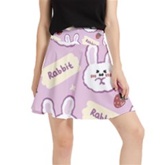 Illustration Rabbit Cartoon Background Pattern Waistband Skirt by Sudhe