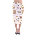 Illustration Bear Cartoon Background Pattern Velvet Midi Pencil Skirt View1