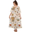 Illustration Bear Cartoon Background Pattern Kimono Sleeve Boho Dress View2