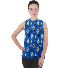 Illustration Duck Cartoon Background Mock Neck Chiffon Sleeveless Top by Sudhe