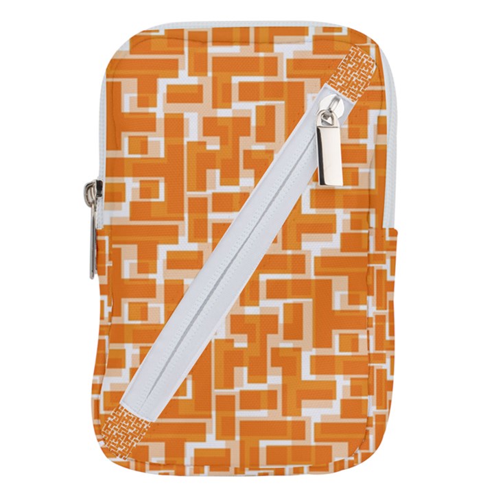 Illustration Orange Background Rectangles Pattern Belt Pouch Bag (Large)