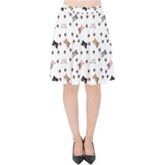 Illustration Cartoon Cat Paw Background Pattern Cute Velvet High Waist Skirt by Amaryn4rt