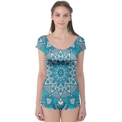 Mandala Blue Boyleg Leotard  by zappwaits