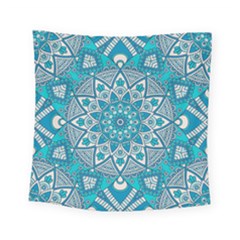 Mandala Blue Square Tapestry (small) by zappwaits