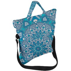 Mandala Blue Fold Over Handle Tote Bag by zappwaits