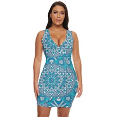 Mandala Blue Draped Bodycon Dress by zappwaits