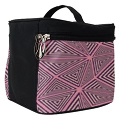 Triangle-line Pink Make Up Travel Bag (small) by nateshop