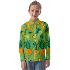 Fruit Tropical Pattern Design Art Kids  Long Sleeve Shirt by danenraven