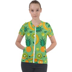 Fruit Tropical Pattern Design Art Short Sleeve Zip Up Jacket by danenraven