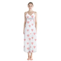 Small Cute Hearts Button Up Chiffon Maxi Dress by ConteMonfrey