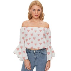 Small Cute Hearts Off Shoulder Flutter Bell Sleeve Top by ConteMonfrey