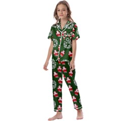 Xmas Christmas Background Kids  Satin Short Sleeve Pajamas Set by danenraven