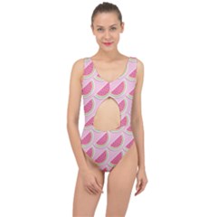 Pink Melon Wayermelon Pattern Food Fruit Melon Center Cut Out Swimsuit by Ravend