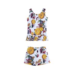 Pumpkin Fruit Flower Pattern Kids  Boyleg Swimsuit by Ravend