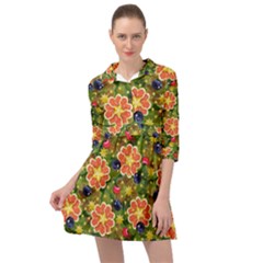 Fruits Star Blueberry Cherry Leaf Mini Skater Shirt Dress by Ravend