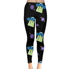 Illustration Cosmos Cosmo Rocket Spaceship Ufo Leggings  by danenraven