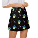 Illustration Cosmos Cosmo Rocket Spaceship Ufo Mini Front Wrap Skirt View3