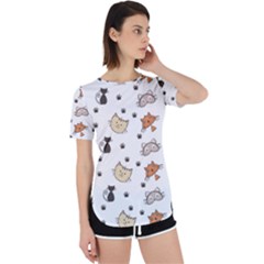 Cute Cat Kitten Animal Design Pattern Perpetual Short Sleeve T-shirt by danenraven