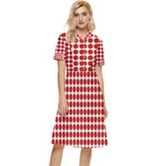 Red Pattern Seamless Texture Background Button Top Knee Length Dress by artworkshop