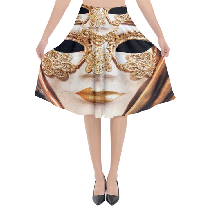 Venetian Mask Flared Midi Skirt