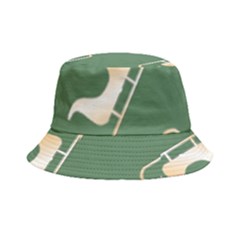 Gold Santa s Sleigh Green Print Bucket Hat by TetiBright