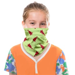 Red Christmas Tree Green Face Covering Bandana (kids) by TetiBright