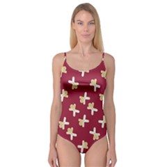 Gold Gingerbread Man Burgundy Camisole Leotard  by TetiBright