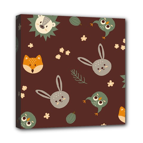 Rabbits, Owls And Cute Little Porcupines  Mini Canvas 8  X 8  (stretched) by ConteMonfreyShop