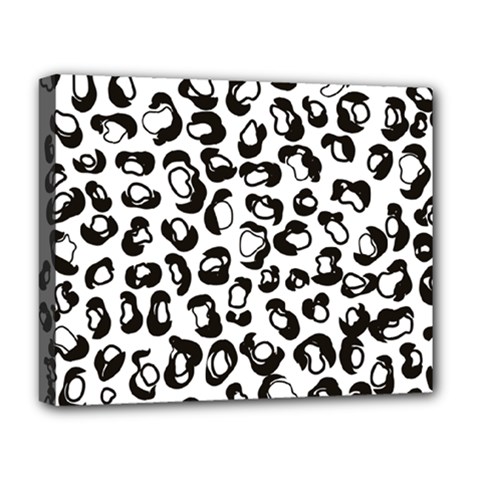 Black And White Leopard Print Jaguar Dots Deluxe Canvas 20  X 16  (stretched) by ConteMonfreyShop