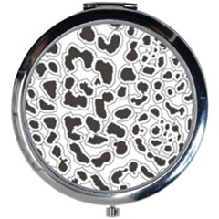 Black And White Dots Jaguar Mini Round Mirror by ConteMonfreyShop