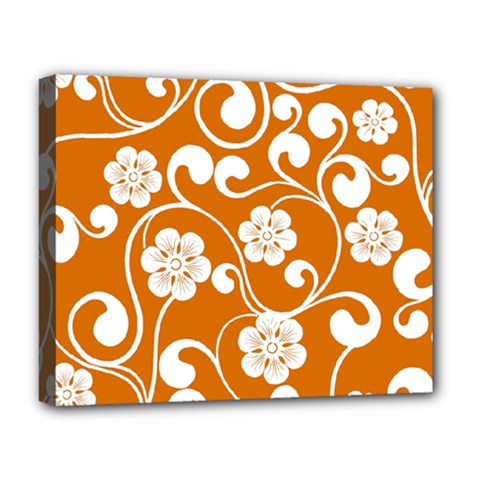 Orange Floral Walls  Deluxe Canvas 20  X 16  (stretched) by ConteMonfreyShop