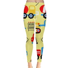 Seamless Pattern Vector Industrial Vehicle Cartoon Leggings  by Jancukart