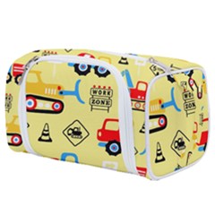 Seamless Pattern Vector Industrial Vehicle Cartoon Toiletries Pouch by Jancukart