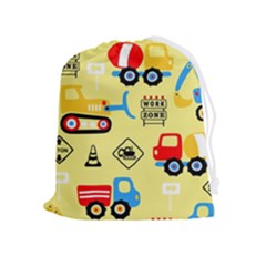 Seamless Pattern Vector Industrial Vehicle Cartoon Drawstring Pouch (xl) by Jancukart