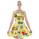 Seamless pattern vector industrial vehicle cartoon Velvet Skater Dress View1