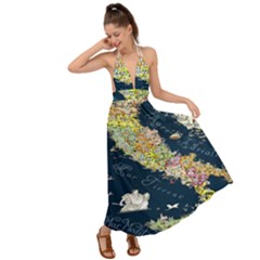 Map Italy Blue Backless Maxi Beach Dress by ConteMonfrey