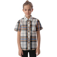 Cute Blue Grey White Plaids Kids  Short Sleeve Shirt by ConteMonfrey