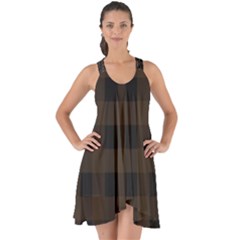 Brown And Black Plaids Show Some Back Chiffon Dress by ConteMonfrey