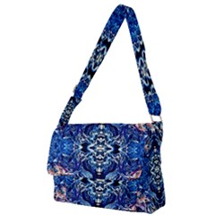 Cobalt Arabesque Full Print Messenger Bag (l) by kaleidomarblingart