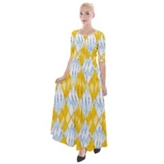 Background-box Yellow Half Sleeves Maxi Dress by nateshop